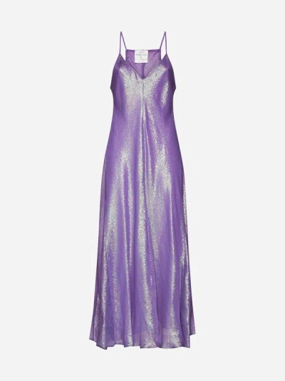 Shop Forte Forte Iris Lame' Chiffon Silk Slip Dress In Cocktail