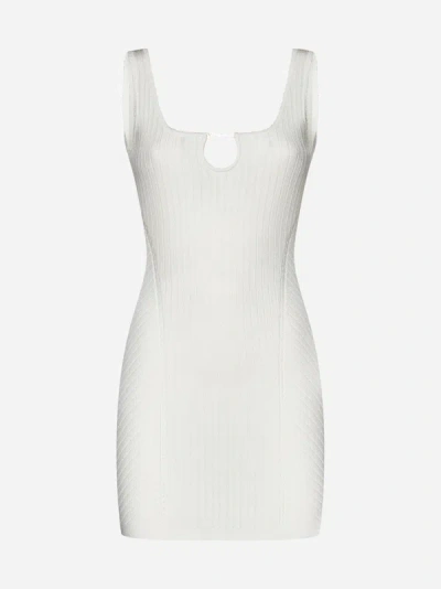 Shop Jacquemus Sierra Knit Mini Dress In Off,white