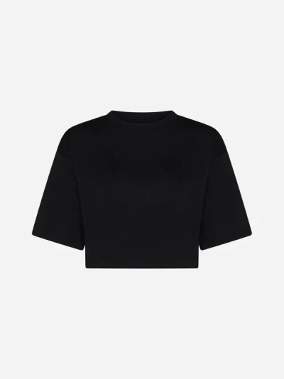 Shop Loulou Studio Gupo Cotton Cropped T-shirt In Black