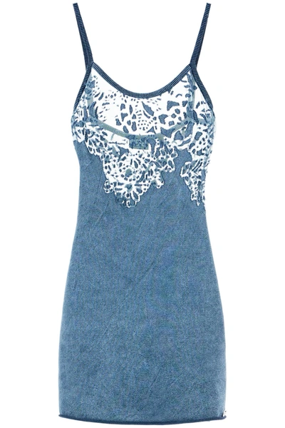 Shop Diesel 'm-apelle' Mini Dress With Devore' Effect Women In Blue