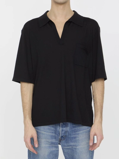 Shop Saint Laurent Cassandre Polo Shirt In Black