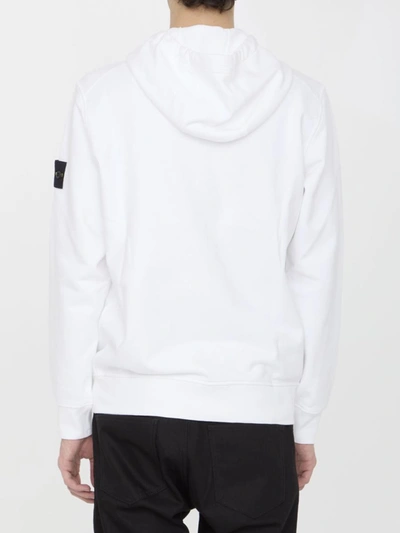 Shop Stone Island Cotton Zip Hoodie In White