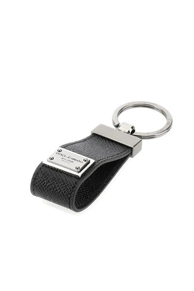 Shop Dolce & Gabbana Man Black Leather Key Ring