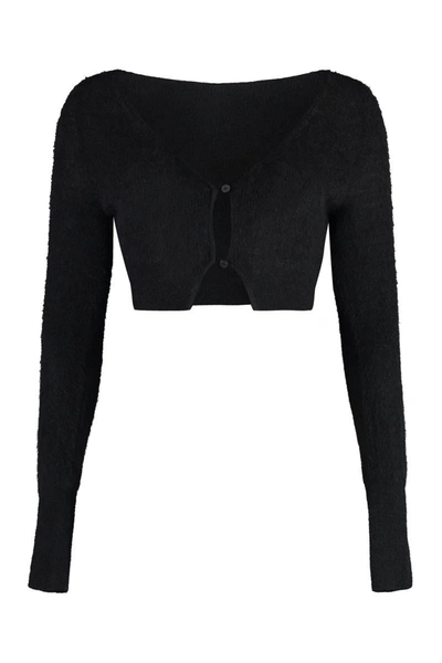 Shop Jacquemus Alzou Wool-blend Cardigan In Black