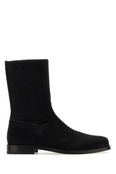 Shop Dries Van Noten Man Black Calfhair Ankle Boots