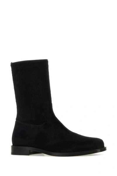 Shop Dries Van Noten Man Black Calfhair Ankle Boots