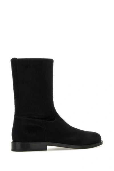 Dries Van Noten Calfhair Block Heel Ankle Boots In Black