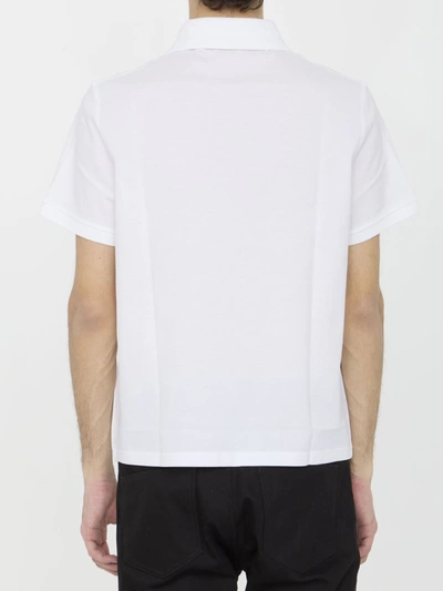 Shop Saint Laurent Monogram Polo Shirt In White