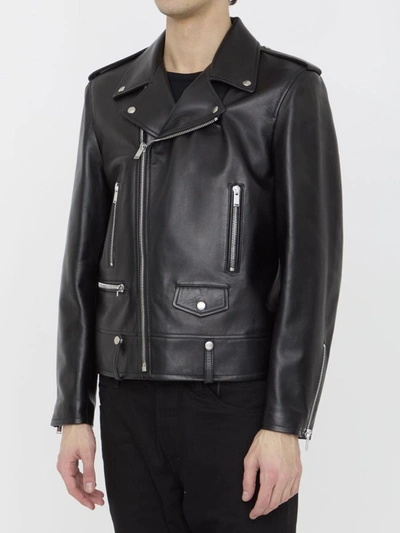 Shop Saint Laurent Motorcycle Jacket In Black