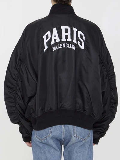 Shop Balenciaga Paris  Varsity Jacket In Black