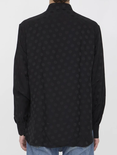 Shop Saint Laurent Polka-dot Silk Shirt In Black