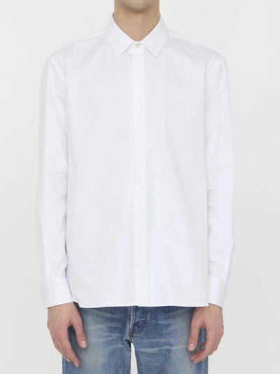 Saint Laurent Cassandre Embroidered Shirt In White