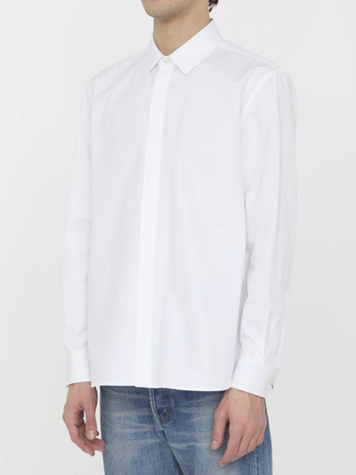 Saint Laurent Cassandre Embroidered Shirt In White