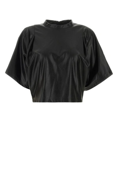 Shop Isabel Marant Étoile Isabel Marant Etoile Woman Black Synthetic Leather Brooky T-shirt