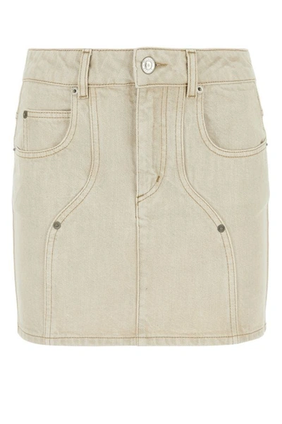 Shop Isabel Marant Étoile Isabel Marant Etoile Woman Sand Denim Vesna Mini Skirt In Brown