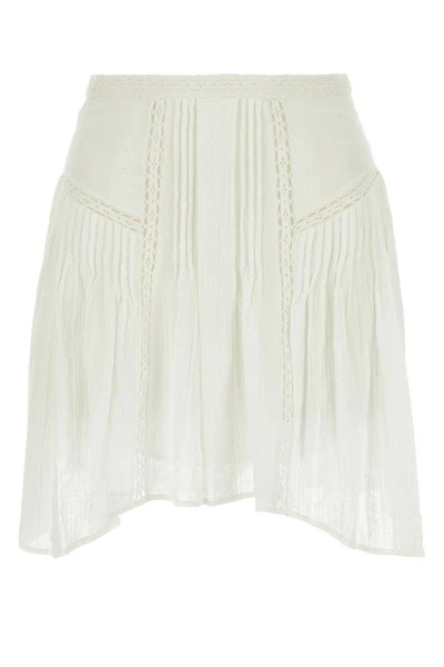 Shop Isabel Marant Étoile Isabel Marant Etoile Woman White Cotton Blend Jorena Mini Skirt