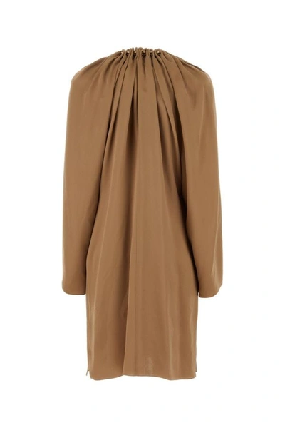 Shop Loewe Woman Biscuit Satin Dress In Brown