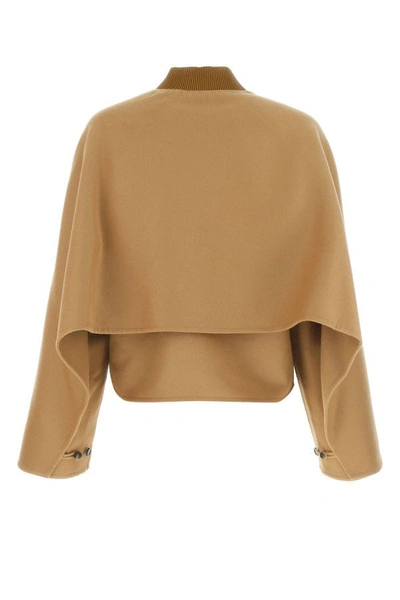 Shop Loewe Woman Camel Wool Blend Jacket In Brown