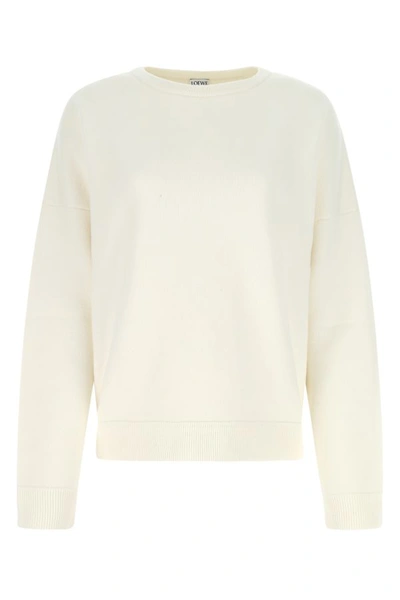 Shop Loewe Woman Ivory Cashmere Blend Oversize Sweater In White
