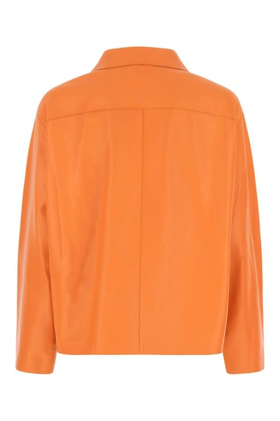 Shop Loewe Woman Orange Leather Oversize Shirt
