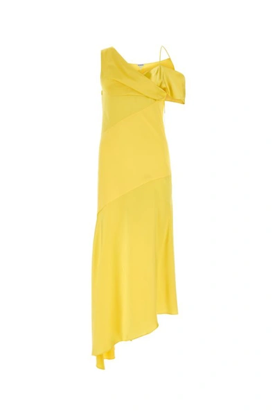 Shop Loewe Woman Yellow Satin Dress