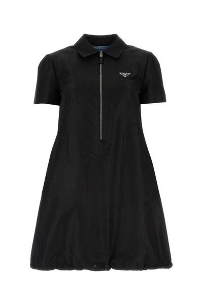 Shop Prada Woman Black Faille Mini Dress
