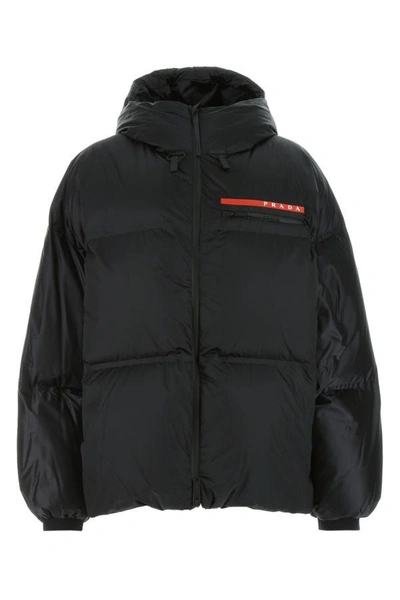 Shop Prada Woman Black Nylon Down Jacket