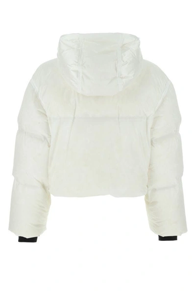 Shop Prada Woman Black Nylon Down Jacket In White