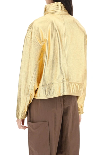 Shop Saks Potts 'houston' Gold-laminated Leather Bomber Jacket Women