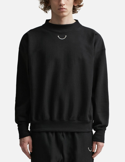 Shop Readymade Moc Neck Crewneck Sweatshirt In Black