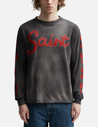 Shop Saint Michael Foot Print Long Sleeve T-shirt In Black