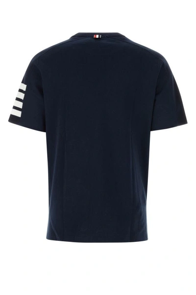Shop Thom Browne Man Midnight Blue Cotton T-shirt