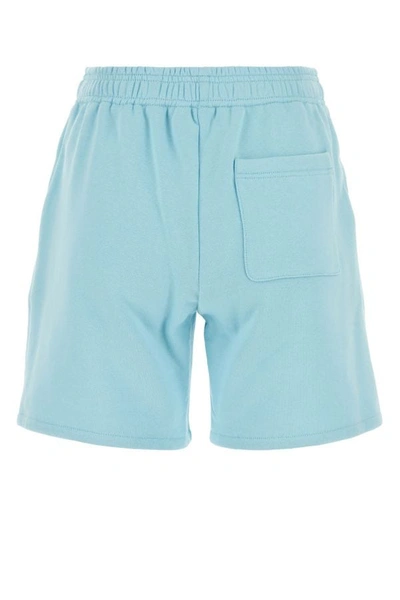 Shop Versace Woman Light-blue Cotton Shorts