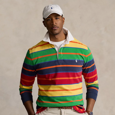 Shop Polo Ralph Lauren The Iconic Rugby Shirt In Yellowfin Multi
