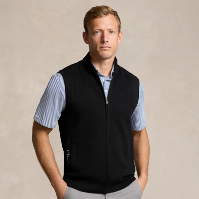 Shop Rlx Golf Performance Full-zip Sweater Vest In Polo Black