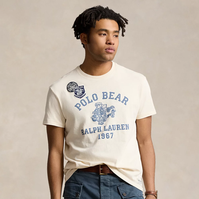 Shop Ralph Lauren Classic Fit Polo Bear Jersey T-shirt In Deckwash White Truck Bear