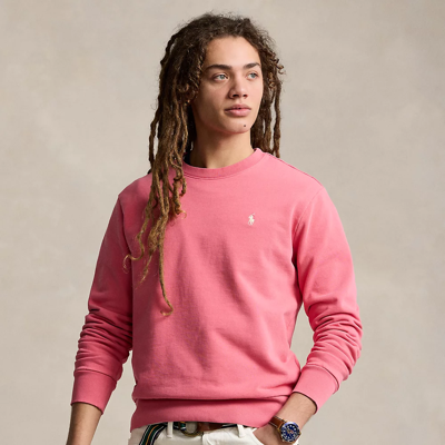 Shop Ralph Lauren Loopback Fleece Sweatshirt In Pale Red