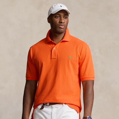 Shop Polo Ralph Lauren The Iconic Mesh Polo Shirt In Bright Orange