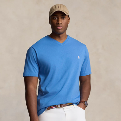 Shop Polo Ralph Lauren Jersey V-neck T-shirt In New England Blue