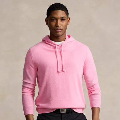 Shop Rlx Golf Washable Cashmere Hooded Sweater In Pink Flamingo