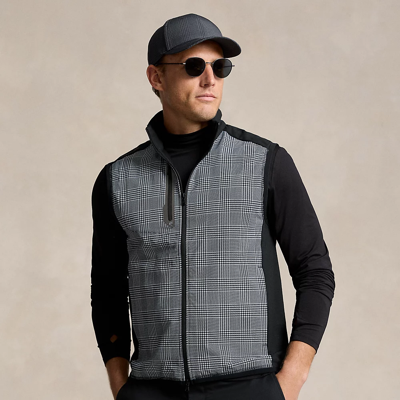 Shop Rlx Golf Glen Plaid Hybrid Full-zip Vest In Polo Black/crisp Glen