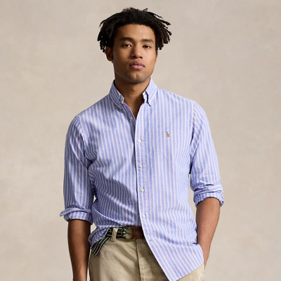 Shop Ralph Lauren Classic Fit Striped Oxford Shirt In Blue/pink Multi