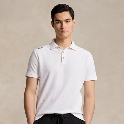 Shop Ralph Lauren Custom Slim Fit Clarus Polo Shirt In Ceramic White