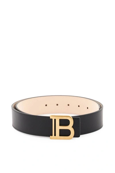 Shop Balmain Leather B-belt In Black