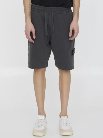 Shop Stone Island Cotton Bermuda Shorts In Grey