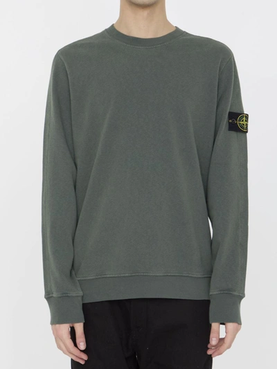 Shop Stone Island Cotton Sweatshirt In Green