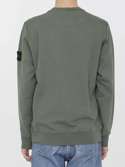 Shop Stone Island Cotton Sweatshirt In Green