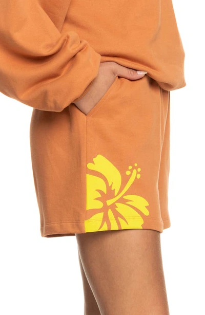 Roxy X Kate Bosworth Organic Cotton Fleece Shorts In Sunburn