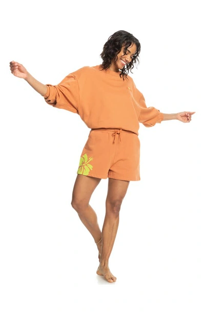 Roxy X Kate Bosworth Organic Cotton Fleece Shorts In Sunburn