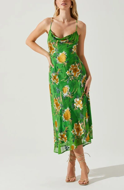 Shop Astr The Label Gaia Midi Dress In Green Pink Floral